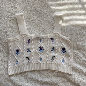 Crop Embroidered Knit Tank